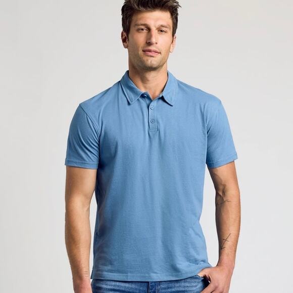 True Classic Indigo Short Sleeve Polo Shirt NWT - Picture 1 of 8